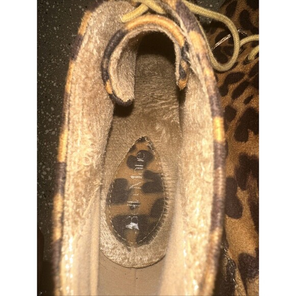 Leopard Print Platform Wedge Booties Lace Up Ankle Boots Women's - Picture 9 of 9